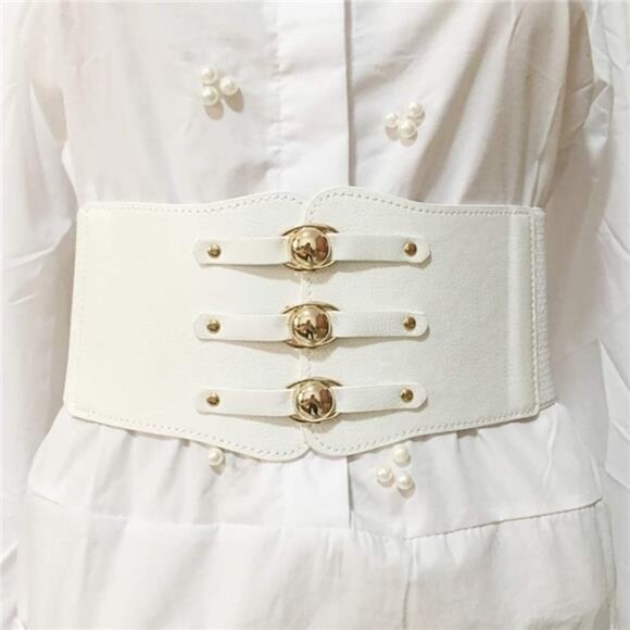 ✨ Wide PU Leather Stretch Belt | Elastic Waist Cinch with Alloy Buckle - Picture 2 of 3